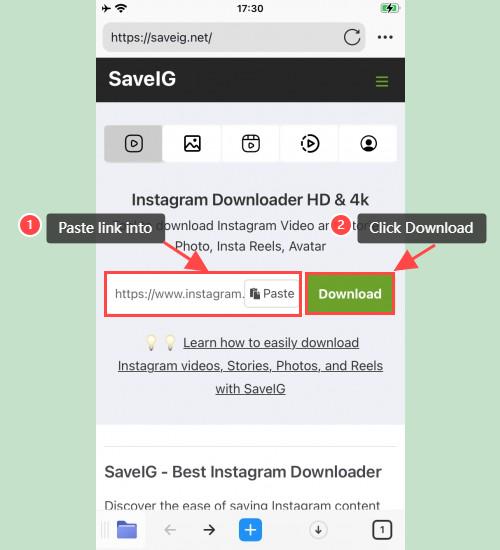 استخدام SaveVid في Documents by Readdle: استخدام موقع SaveVid داخل متصفح 