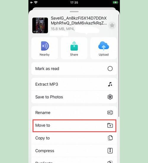 Déplacement de la vidéo SaveVid dans Readdle : Sélection de 